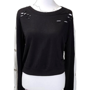 MIMI New York ladies pullover scoop neck black & white top Size large